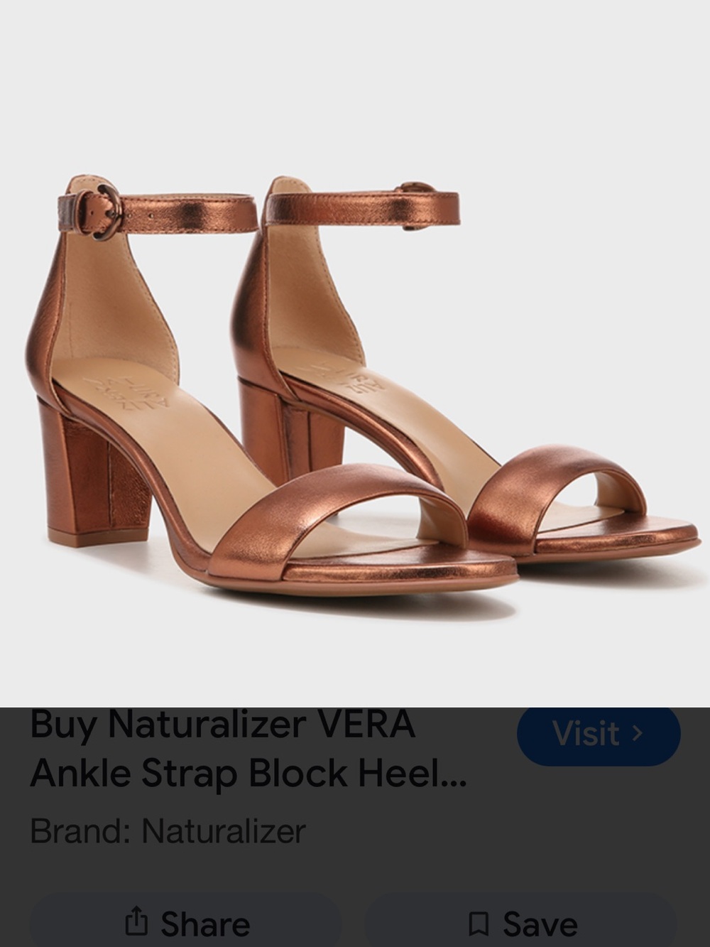 Naturalizer Copper Metallic Block Heel Sandals. Never worn!